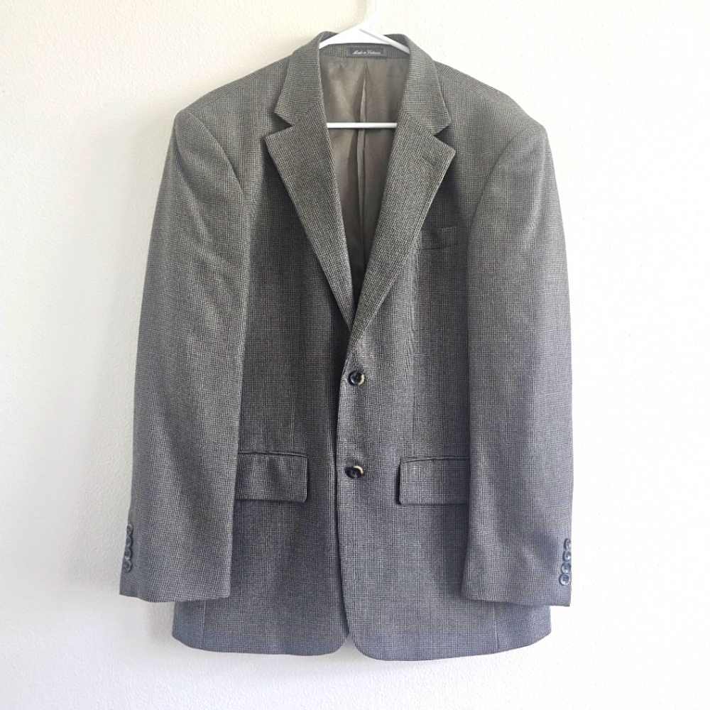 Oscar De La Renta 100% Wool Men's Gray Two Button Blazer Suit Jacket 39R